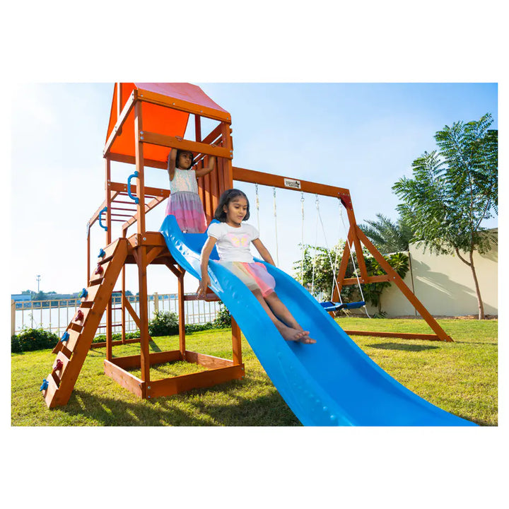 Dynamic Sports Olympia Wooden Swing Set Outdoor Playset for Kids
