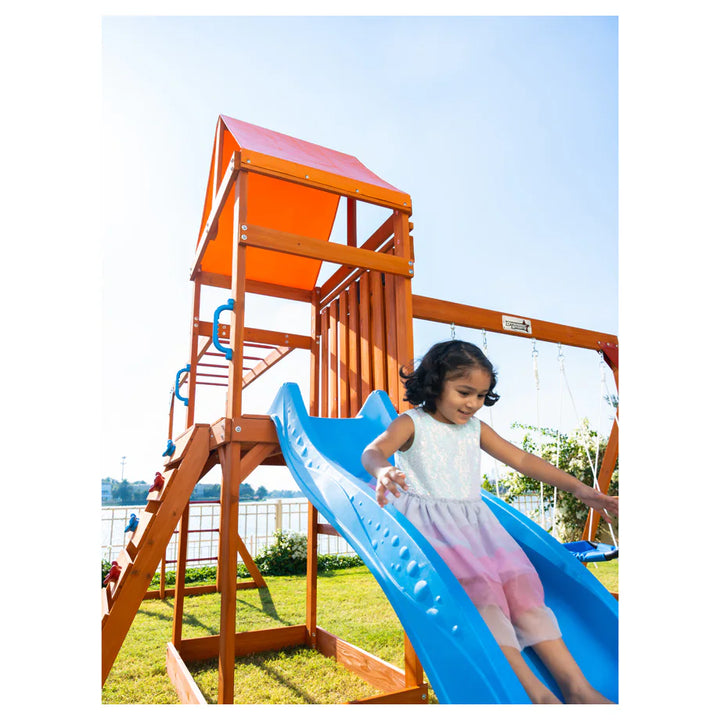 Dynamic Sports Olympia Wooden Swing Set Outdoor Playset for Kids