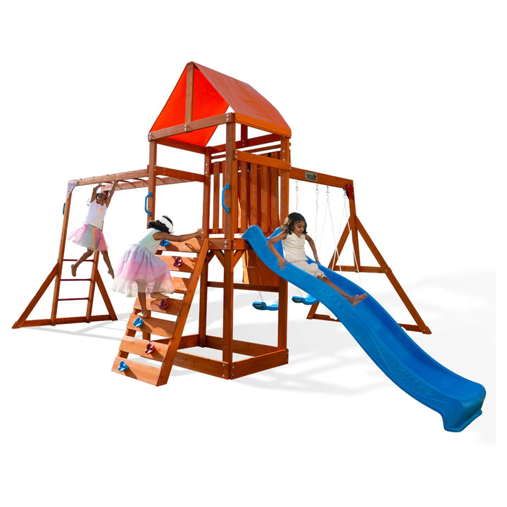 Dynamic Sports Olympia Wooden Swing Set Outdoor Playset for Kids