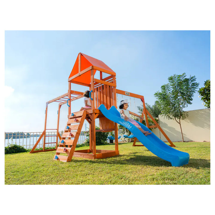 Dynamic Sports Olympia Wooden Swing Set Outdoor Playset for Kids