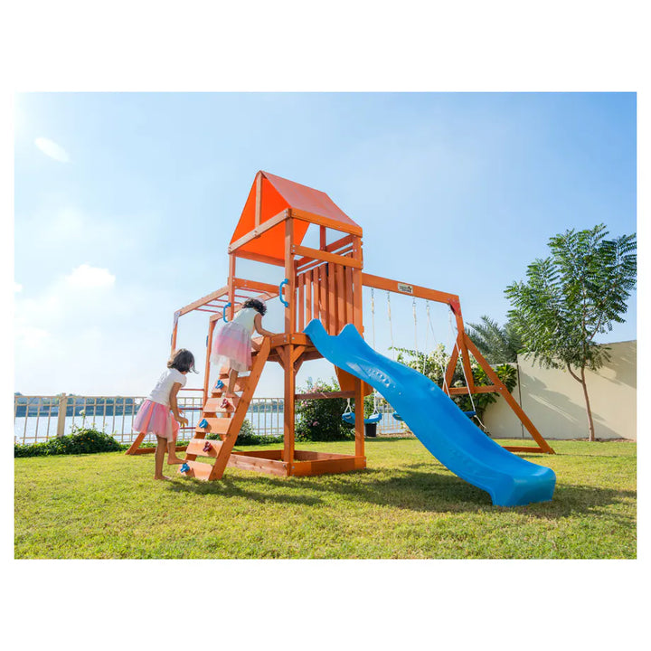 Dynamic Sports Olympia Wooden Swing Set Outdoor Playset for Kids