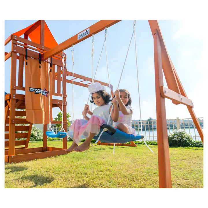 Dynamic Sports Olympia Wooden Swing Set Outdoor Playset for Kids