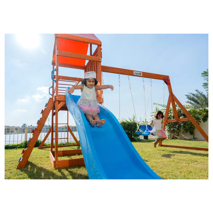 Dynamic Sports Olympia Wooden Swing Set Outdoor Playset for Kids