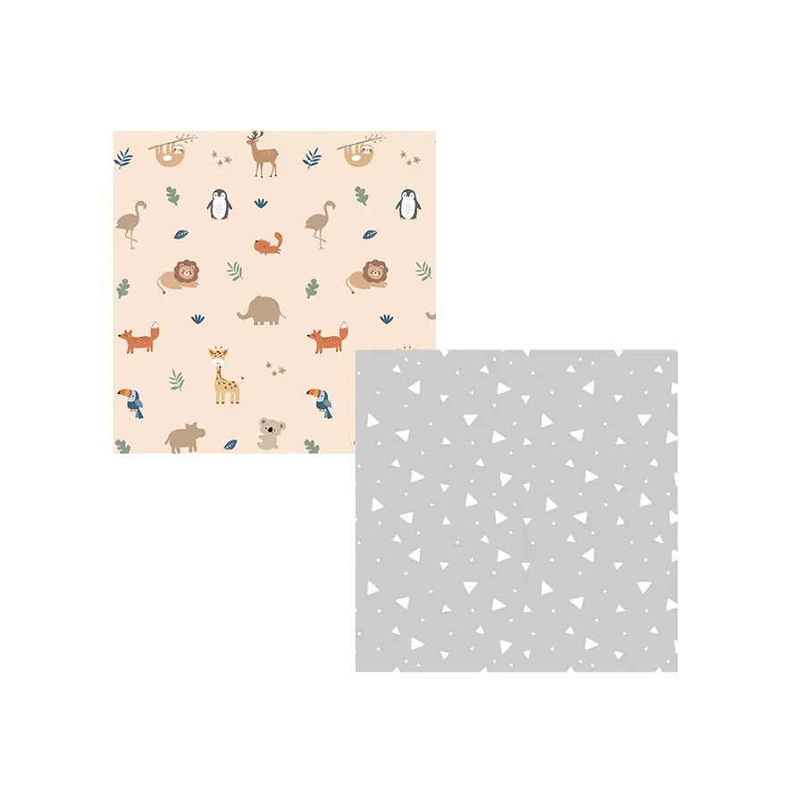 Snuggle Reversible Crawling Mat with Fence (Animals)
