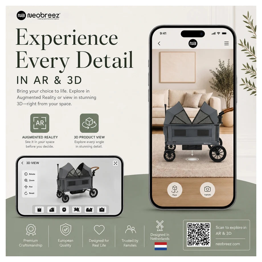 Neobreez - ADVI Wagon Cargo Push & Pull Foldable Double Stroller (Dark Grey)