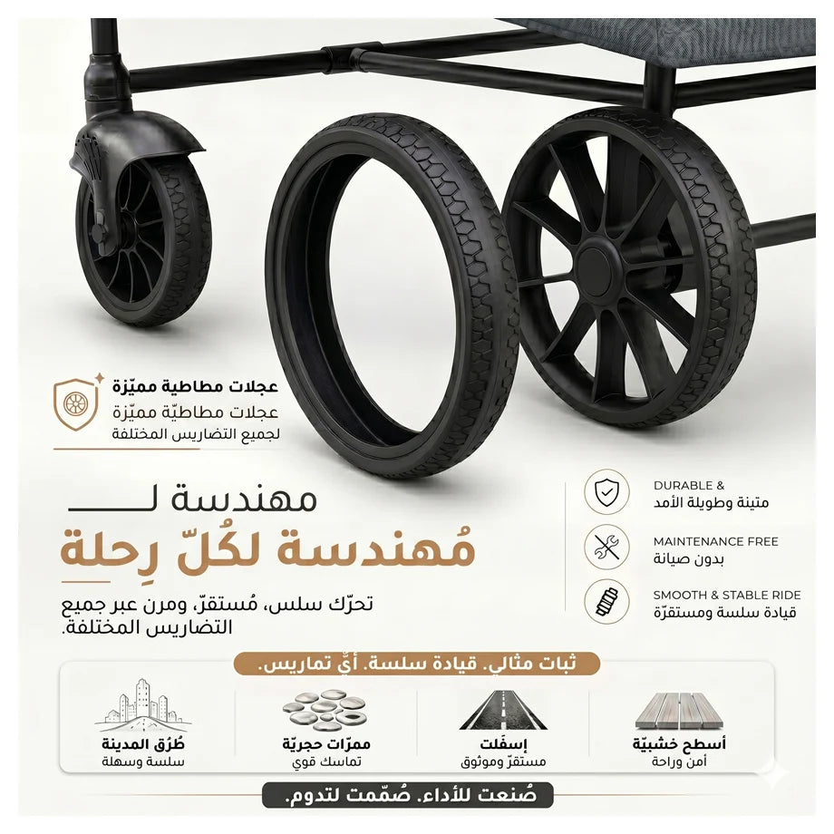 Neobreez - ADVI Wagon Cargo Push & Pull Foldable Double Stroller (Dark Grey)
