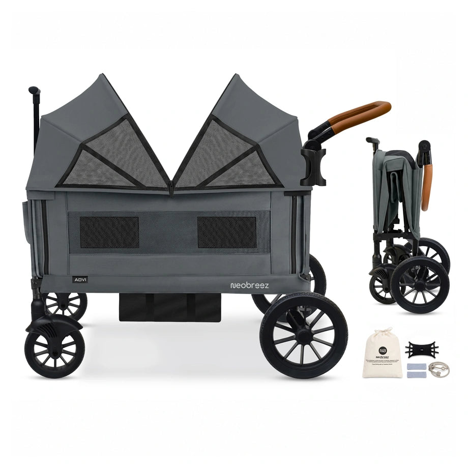 Neobreez - ADVI Wagon Cargo Push & Pull Foldable Double Stroller (Dark Grey)