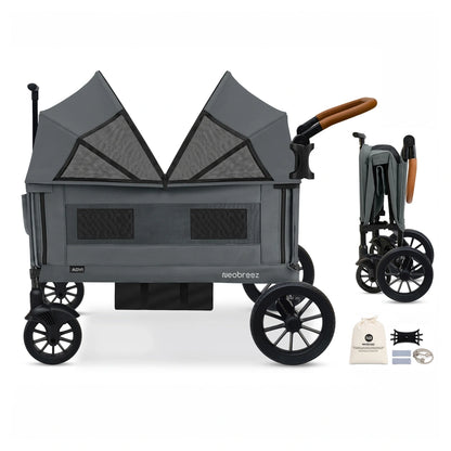Neobreez - ADVI Wagon Cargo Push & Pull Foldable Double Stroller (Dark Grey)