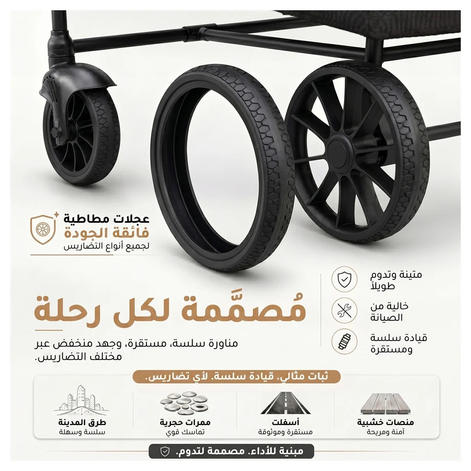 Neobreez Advi Wagon Cargo Push & Pull Foldable Double Stroller (Black)
