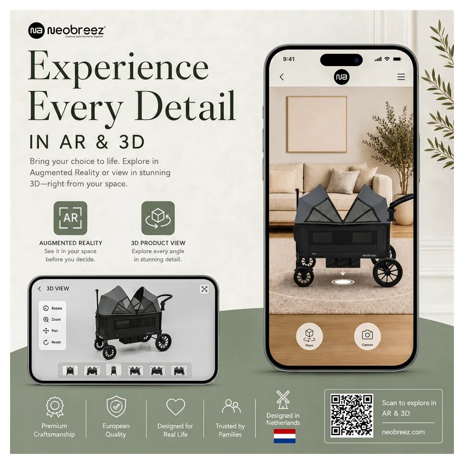 Neobreez Advi Wagon Cargo Push & Pull Foldable Double Stroller (Black)