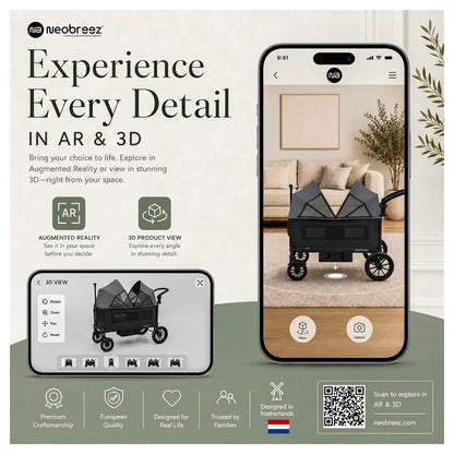 Neobreez Advi Wagon Cargo Push & Pull Foldable Double Stroller (Black)