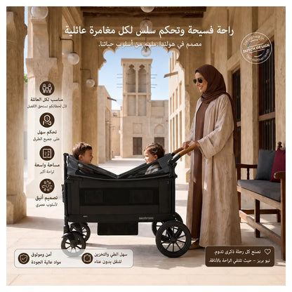Neobreez Advi Wagon Cargo Push & Pull Foldable Double Stroller (Black)