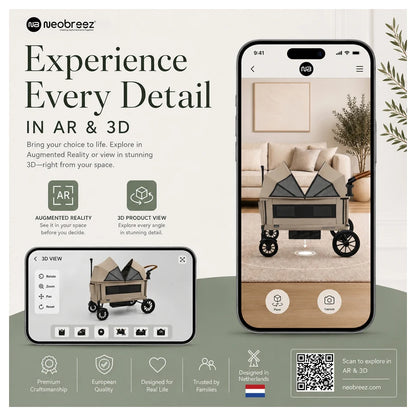 Neobreez ADVI Wagon Stroller Double Stroller Push&Pull Foldable Twin Stroller (Beige)