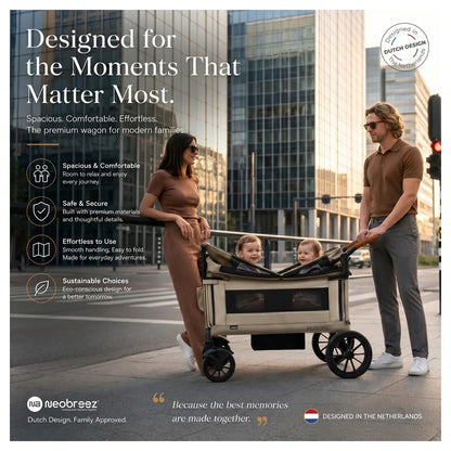 Neobreez ADVI Wagon Stroller Double Stroller Push&Pull Foldable Twin Stroller (Beige)
