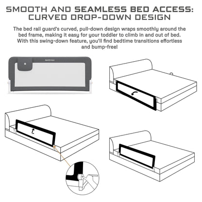 Neobreez NEXX Foldable Adjustable Baby Bed Guard Rail 150x66 cm (Grey)