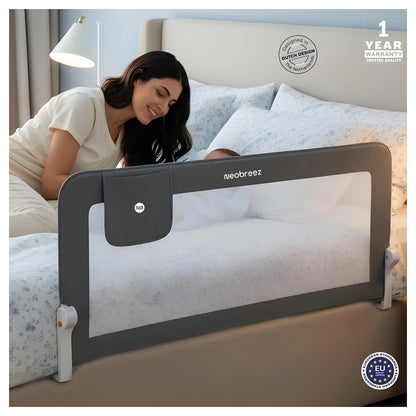 Neobreez NEXX Foldable Adjustable Baby Bed Guard Rail 150x66 cm (Grey)