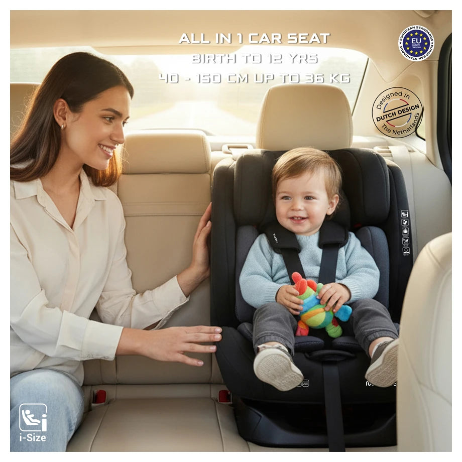 Neobreez-i-Hepta i-Size All-In-1 Convertible Car Seat 0–12Yrs (Black/Grey)