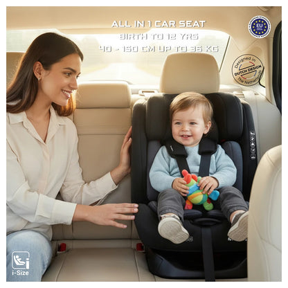 Neobreez-i-Hepta i-Size All-In-1 Convertible Car Seat 0–12Yrs (Black/Grey)