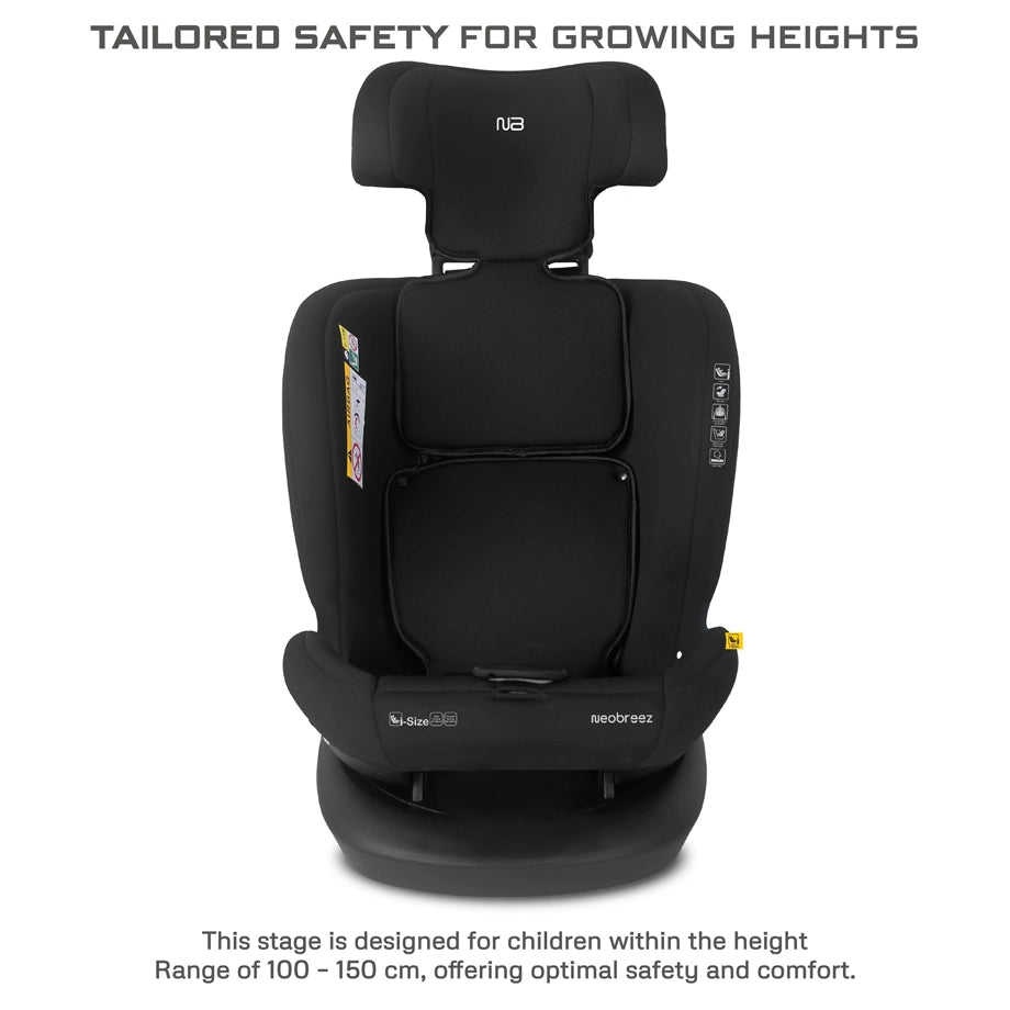 Neobreez-i-Hepta i-Size All-In-1 Convertible Car Seat 0–12Yrs (Black/Grey)