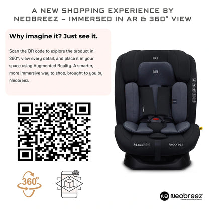 Neobreez-i-Hepta i-Size All-In-1 Convertible Car Seat 0–12Yrs (Black/Grey)