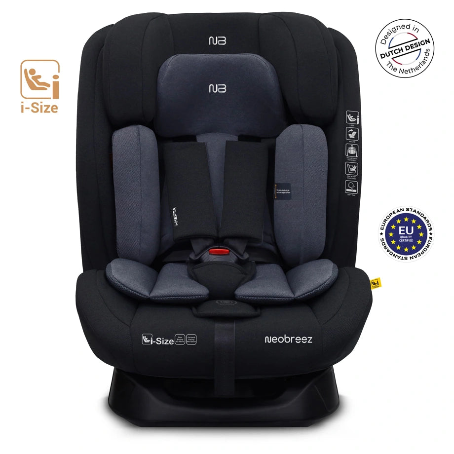 Neobreez-i-Hepta i-Size All-In-1 Convertible Car Seat 0–12Yrs (Black/Grey)