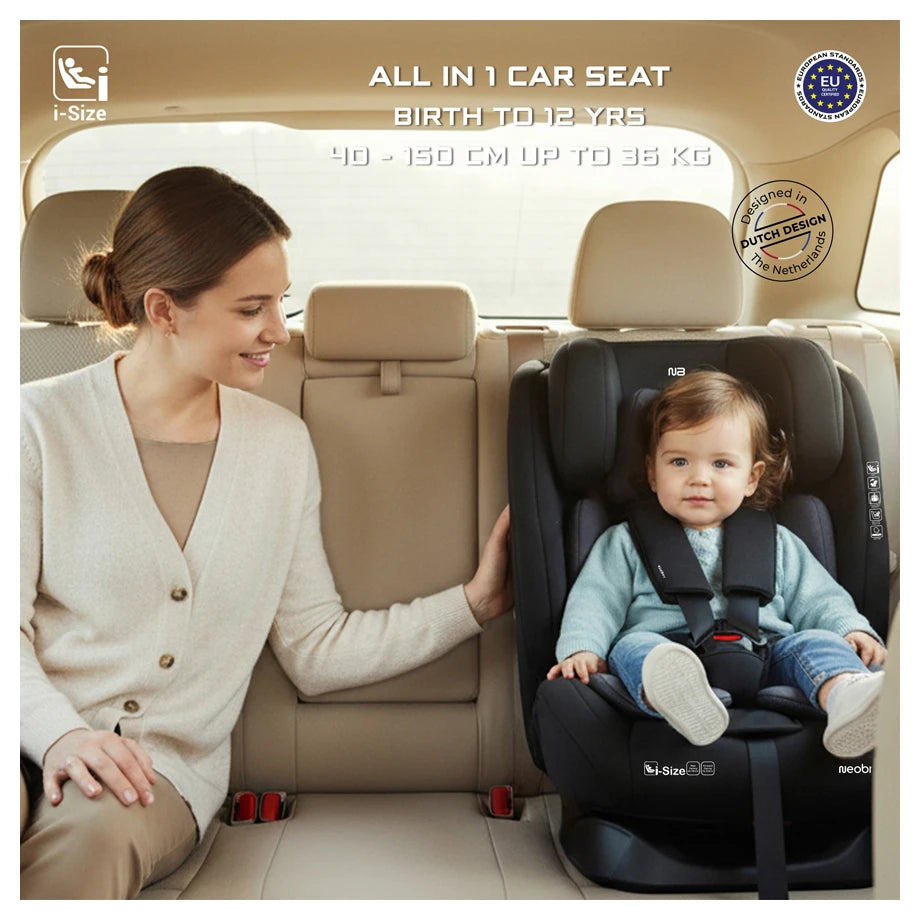 Neobreez-i-Hepta i-Size All-In-1 Convertible Car Seat 0–12Yrs (Black/Grey)