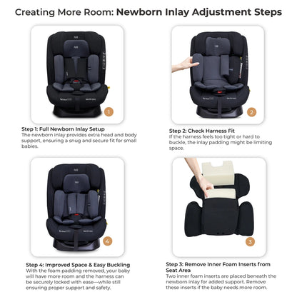 Neobreez-i-Hepta i-Size All-In-1 Convertible Car Seat 0–12Yrs (Black/Grey)