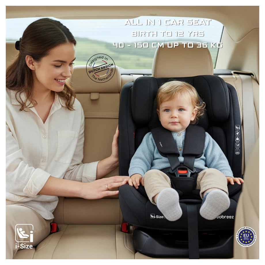 Neobreez HEPTA i-Size All-in-1 Convertible Car Seat 0-12Yrs (Black)