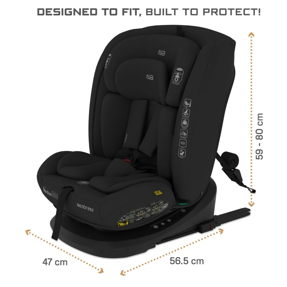 Neobreez VILO 360° ISOFIX i-Size Car Seat, All-in-1 (0-12Yrs)(Black)