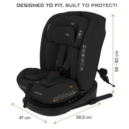 Neobreez VILO 360° ISOFIX i-Size Car Seat, All-in-1 (0-12Yrs)(Black)