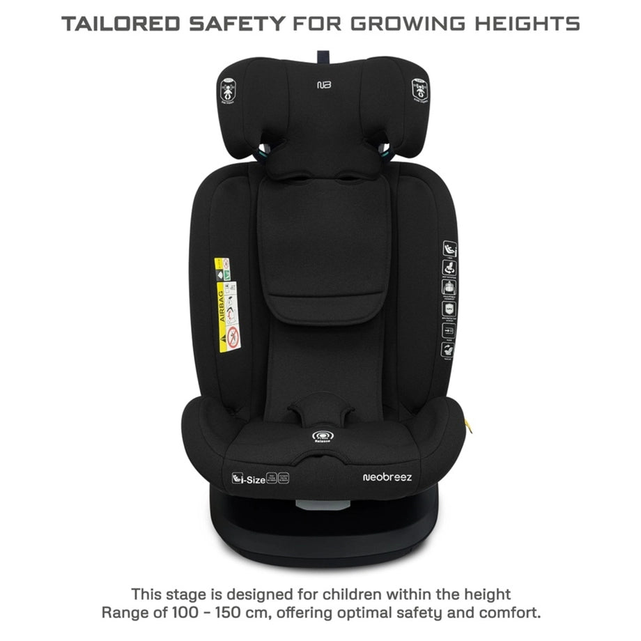 Neobreez VILO 360° ISOFIX i-Size Car Seat, All-in-1 (0-12Yrs)(Black)