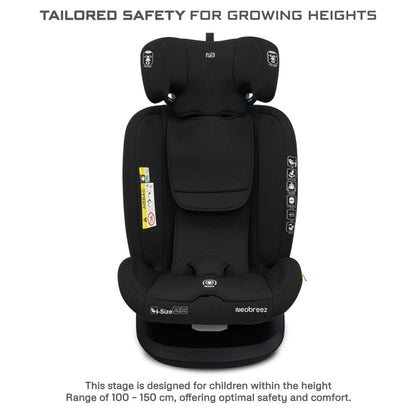 Neobreez VILO 360° ISOFIX i-Size Car Seat, All-in-1 (0-12Yrs)(Black)