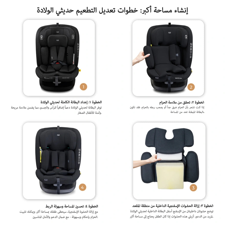 Neobreez VILO 360° ISOFIX i-Size Car Seat, All-in-1 (0-12Yrs)(Black)
