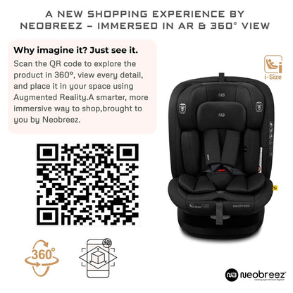 Neobreez VILO 360° ISOFIX i-Size Car Seat, All-in-1 (0-12Yrs)(Black)