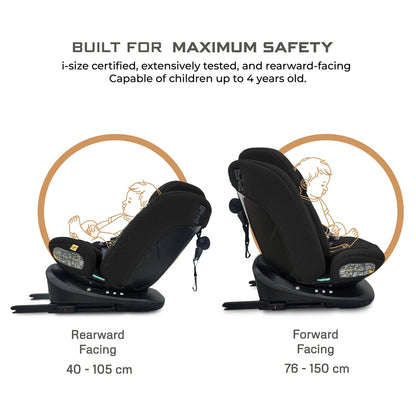 Neobreez VILO 360° ISOFIX i-Size Car Seat, All-in-1 (0-12Yrs)(Black)