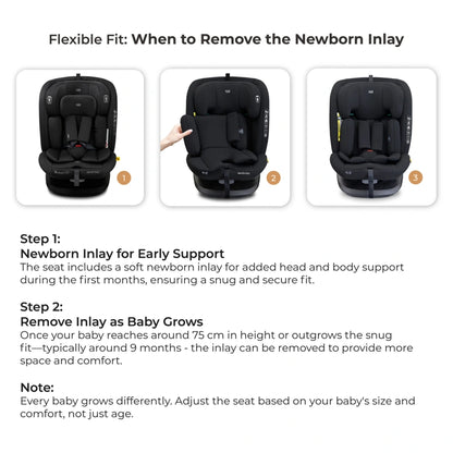 Neobreez VILO 360° ISOFIX i-Size Car Seat, All-in-1 (0-12Yrs)(Black)