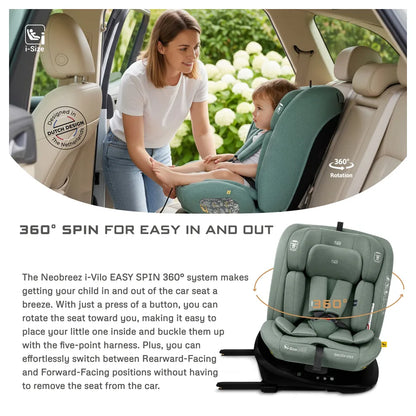Neobreez-i-Vilo 360-Degree Isofix i-Size All-In-1 Car Seat 0–12Yrs (Green)