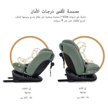 Neobreez-i-Vilo 360-Degree Isofix i-Size All-In-1 Car Seat 0–12Yrs (Green)