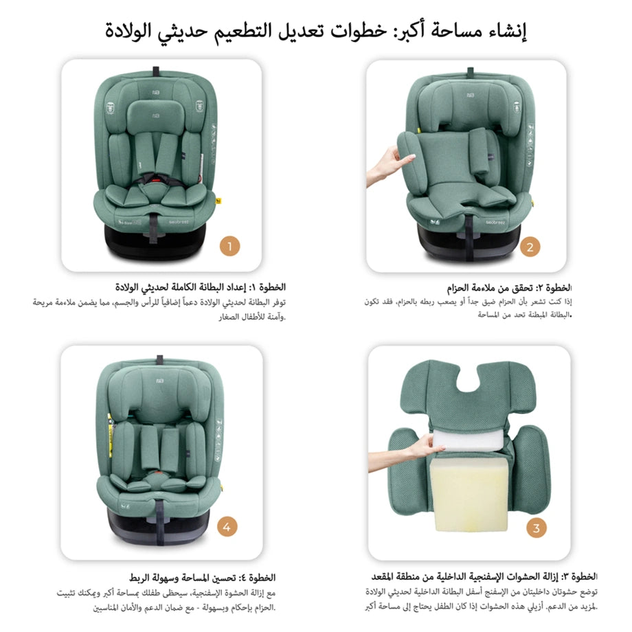Neobreez-i-Vilo 360-Degree Isofix i-Size All-In-1 Car Seat 0–12Yrs (Green)