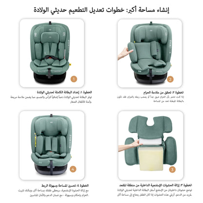 Neobreez-i-Vilo 360-Degree Isofix i-Size All-In-1 Car Seat 0–12Yrs (Green)