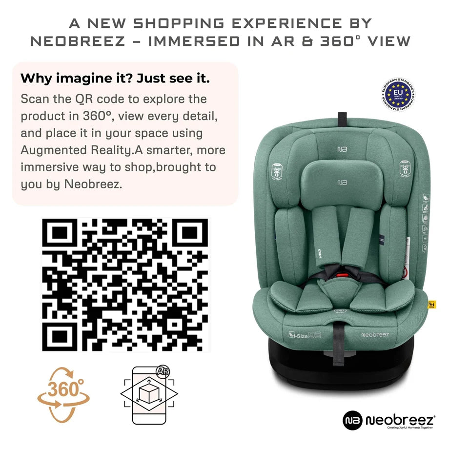Neobreez-i-Vilo 360-Degree Isofix i-Size All-In-1 Car Seat 0–12Yrs (Green)