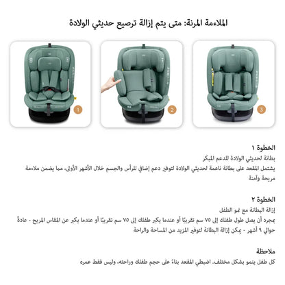 Neobreez-i-Vilo 360-Degree Isofix i-Size All-In-1 Car Seat 0–12Yrs (Green)