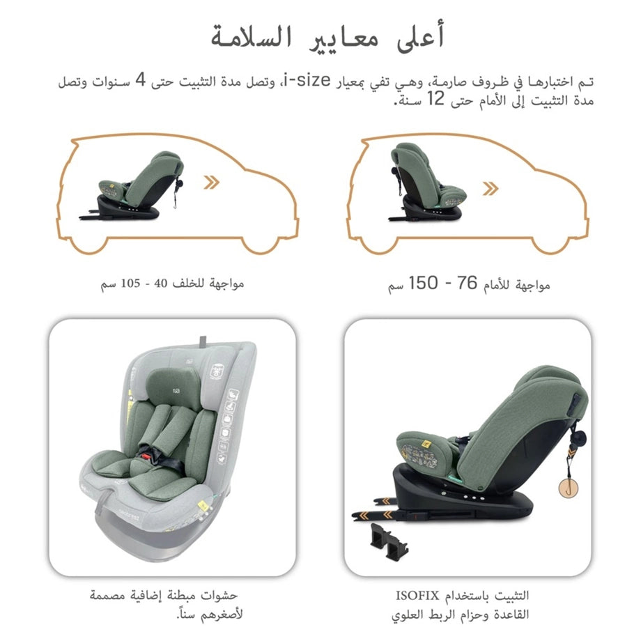 Neobreez-i-Vilo 360-Degree Isofix i-Size All-In-1 Car Seat 0–12Yrs (Green)