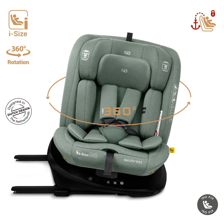 Neobreez-i-Vilo 360-Degree Isofix i-Size All-In-1 Car Seat 0–12Yrs (Green)