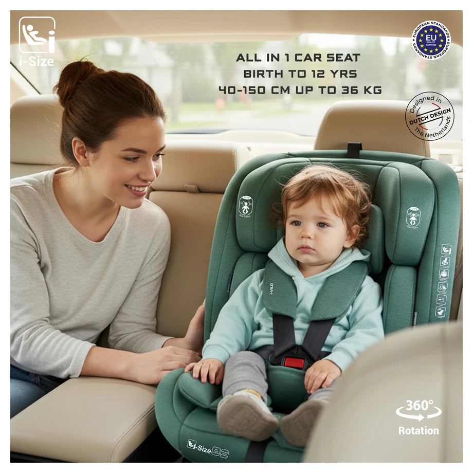 Neobreez-i-Vilo 360-Degree Isofix i-Size All-In-1 Car Seat 0–12Yrs (Green)