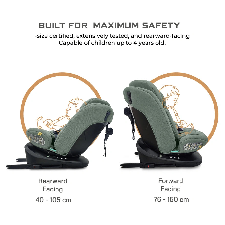 Neobreez-i-Vilo 360-Degree Isofix i-Size All-In-1 Car Seat 0–12Yrs (Green)