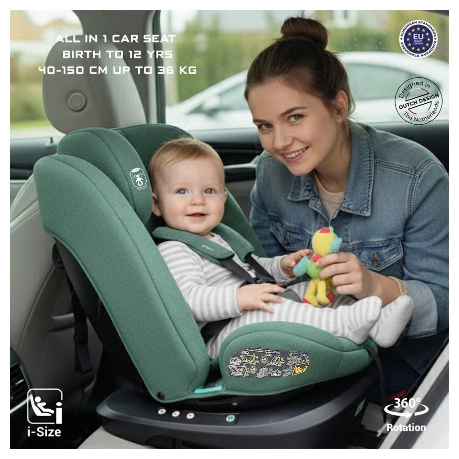 Neobreez-i-Vilo 360-Degree Isofix i-Size All-In-1 Car Seat 0–12Yrs (Green)