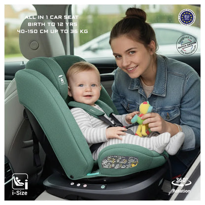 Neobreez-i-Vilo 360-Degree Isofix i-Size All-In-1 Car Seat 0–12Yrs (Green)