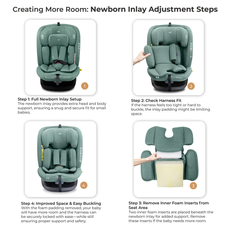 Neobreez-i-Vilo 360-Degree Isofix i-Size All-In-1 Car Seat 0–12Yrs (Green)