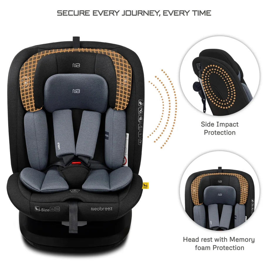 Neobreez I-Vilo 360 Degree Isofix I-Size Car Seat (Black/Grey)